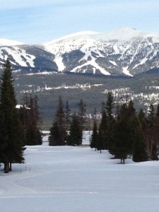 View of Whitefish Mountain Resoirt from groomed Nordic Trails on the Whitefish Lake Golf Course
